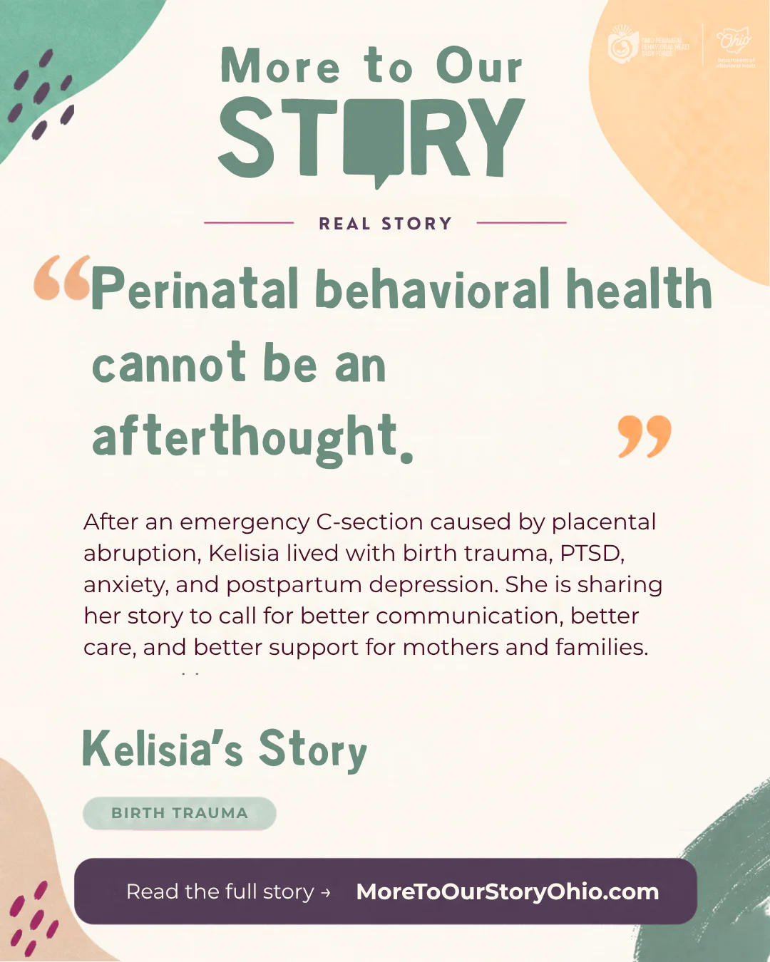 Kelisia’s More to Our Story campaign card