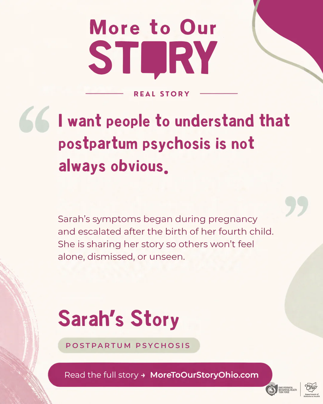 Sarah’s More to Our Story campaign card